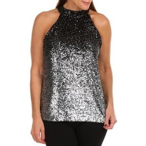 Cable and Gauge Ombre Sequin Halter Top